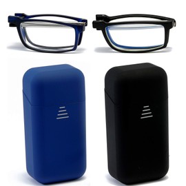 MMOWW Folding Reading Glasses Compact Portable Readers Blue Light Blocking For Men Women Computer Glasses 2 Pack in Case 2.0