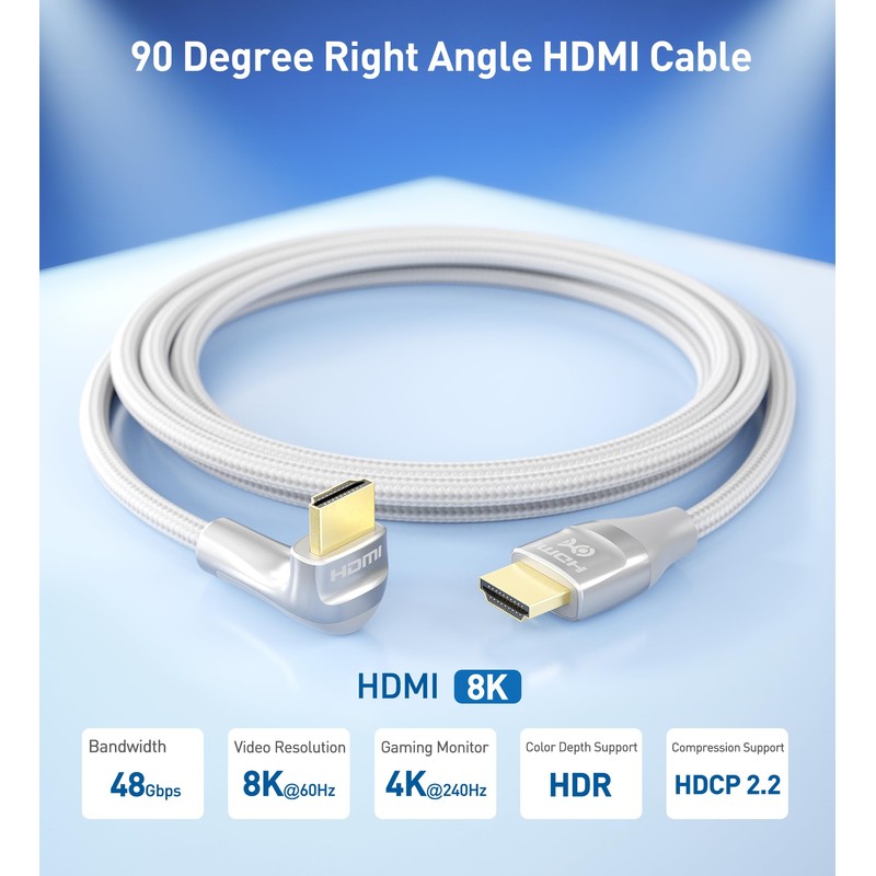 Cable Matters 48Gbps Ultra HD 8K Right Angle HDMI Cable