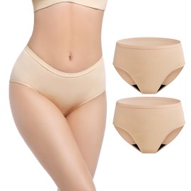 REELINDRY Incontinence Underwear for Women Washable, 2 oz Maximum Abosrbency Panties for Bladder Leak Proof Protection 2 Pack (Beige, M)