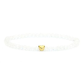 LAKADA Genuine Gemstone Bracelet with Faceted 4 mm Beads and Stainless Steel Heart Healing Stone Protective Stone Bracelet Lucky Charm Talisman Gift, Gemstone, Faceted gemstone