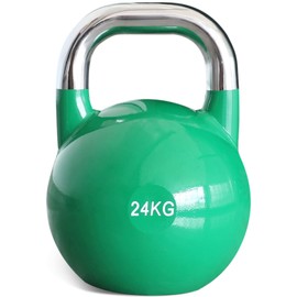 PRISP Competition Kettlebell Weight 24kg - Pro Grade Heavy Duty Cast Steel, Green