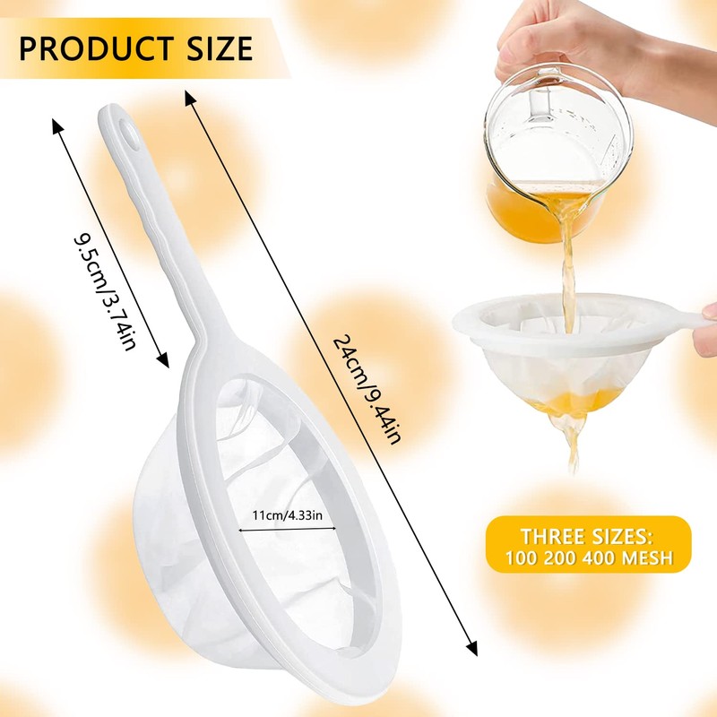Kitchen Sieve Plastic Household Sieve Fine Mesh, 100/200/400 Mesh Filter
