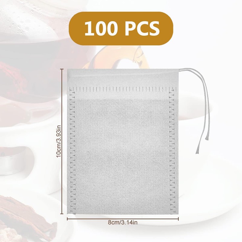 100 Pcs Empty Tea Bags Muslin Bag 8 X 10
