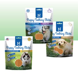 N-Bone Puppy Teething Sticks Variety Pack, Chicken & Pumpkin & Peanut Butter Flavor, Total 3 Bags, 11.22-oz