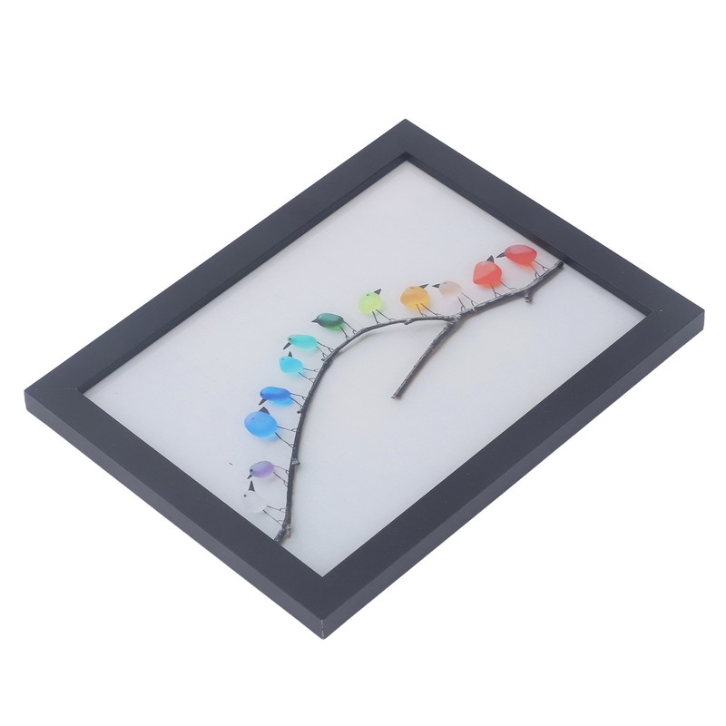 Sea Glass Birds Photo Frame 12 Birds Unique Wooden Frame