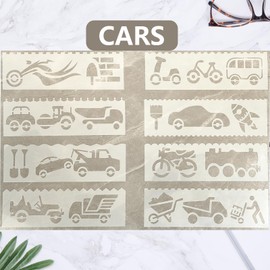 32 pcs Mixed Drawing templates, Reusable Drawing templates, DIY Planner templates for Scrapbook Notebook Card Making Art, Covering Animals, Buildings, Weather, Cars, Suitable for All Ages