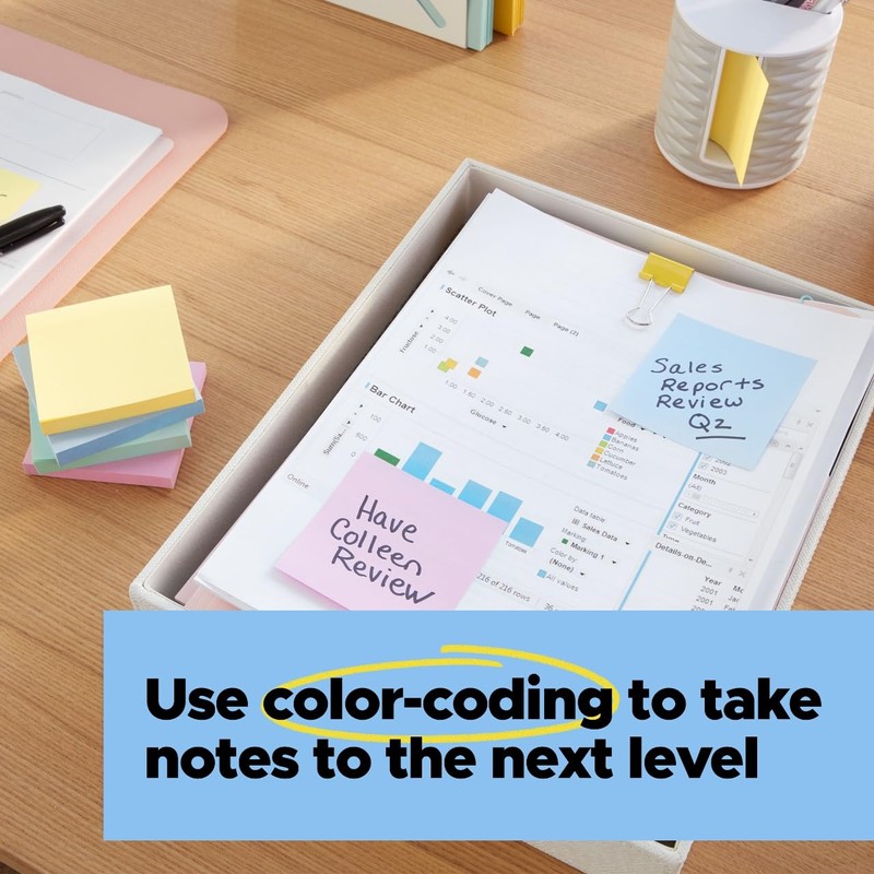 Post-it 100% Recycled Paper Super Sticky Notes, 3 in. x