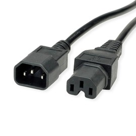 VALUE Power Cable IEC320/C14 Male to C15 Female, Black, 1 m