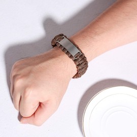 JewelryWe 2PCS Paracord Bracelet Mens Outdoor Survival Woven Bracelet With Stainless Steel Plate-Free Engraving