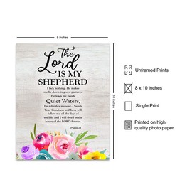Psalm 23 - The Lord is my Shepherd Wall Art - Christian Inspirational Gifts for Women - Bible Verse Religious Wall Art - Scripture Wall Decor - Church Decorations - God Wall Art - Spiritual Wall Decor