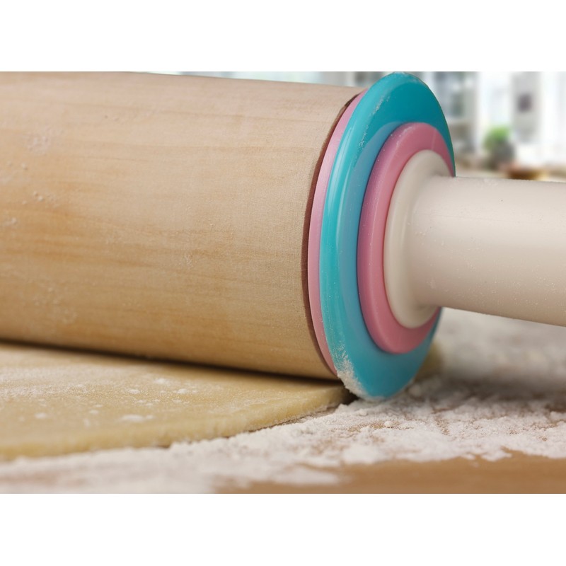 Bakelicious Adjustable Rolling Pin, Wood and Nylon, 12-Inch Barrel