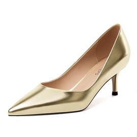 MOVINSTEPS Light Gold Matte Closed Pointed Toe Low Heels Pumps for Women Comfortable Classic Wedding Business Dressy Shoes 2.5 Inch Size 8.5