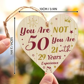 Yaomiao 50th Birthday Gifts Plaque and Keyrings Set Birthday Happy Keychain Stainless Steel for Women Men Bedroom Dining Room Car