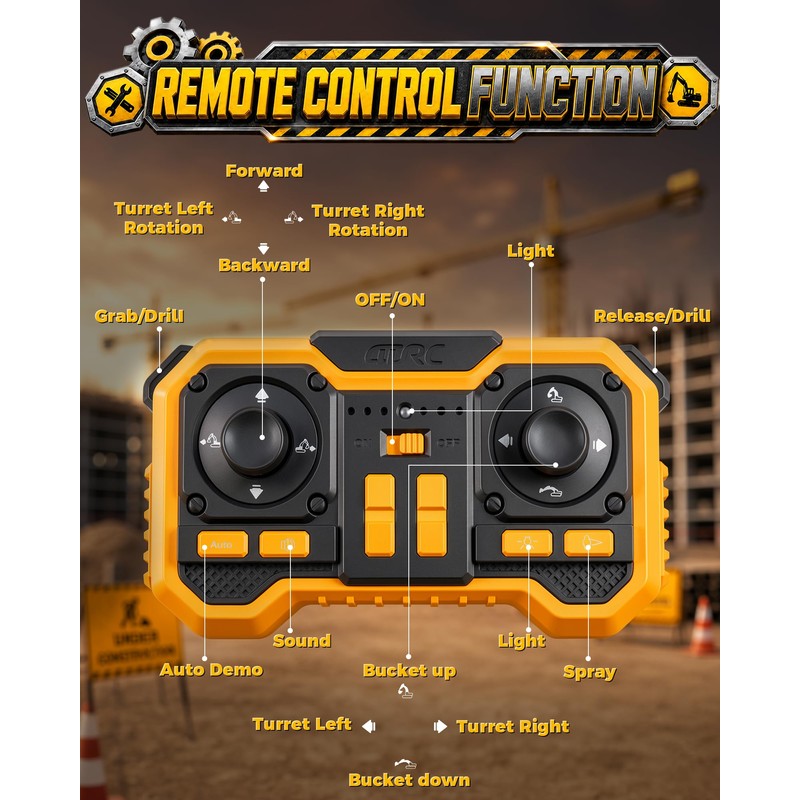 LADFAR Remote Control Excavator Toy for Boys, 1:18 14-Channel RC