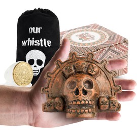 Aztec Death Whistle Loudest, Traditional Aztec Death Whistle Apex Predator with Gift Coin adorned with Intricate Aztec Symbols (Bronze)