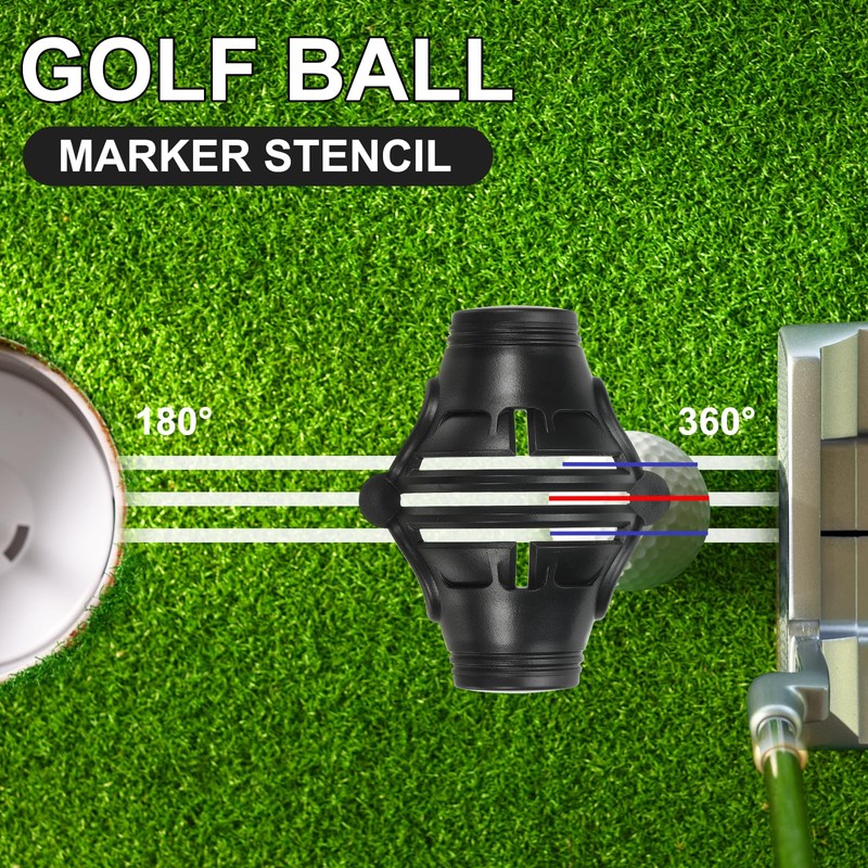 PATIKIL Golf Ball Marker Stencil 360 Degree Triple Track Golf
