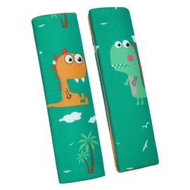 URAQT Car Seat Belt Pads, 2PCS Universal Car Seatbelt Adjuster for Kids, Multifunctional Seat Belt Protectors, Seat Belt Covers with Cartoon Pattern Fit Baby Toddler Kid Adult (Dinosaur)