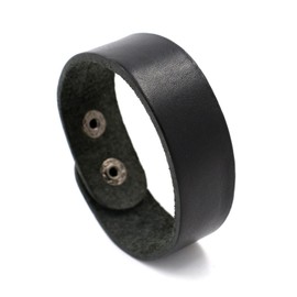 Nsitbbuery Hip Hop Jewelry Snap Wristband Leather Cuff Bracelet(Black)