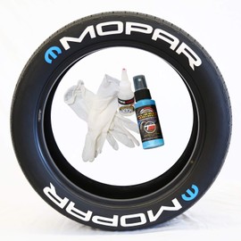 Tire Stickers Mopar with M Logo - Permanent DIY Glue On Tire Letters USA Made with Glue & 2oz Touch-Up Cleaner / 19-21 Inch Wheels / 1.50 Inches/White / 8 Pack