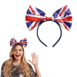 dinghaole Union Jack Bow Headband, England Flag Bow Headdress Headband, perfekt für britische Veranstaltungen und andere Fancy Dress Events