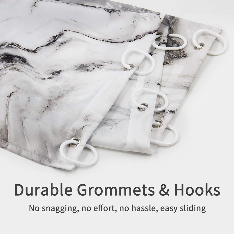 MitoVilla Extra Long Shower Curtain 72 x 84, Grey Marble