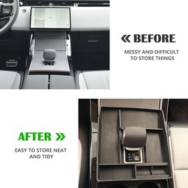 JONKOKO Black Rubber Car Center Console Gear Shift Storage Box Compatible with Land Rover Range Rover Evoque L551 2024-2025 Central Storage Box Phone Box,Gear Shift Organizer Tray Car Accessories