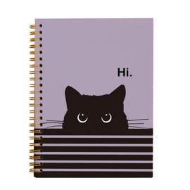 OXW Cat Notebook - Cat Gifts for Cat Lovers, Cat Journal Notebook for Girls, Cat Lady Gifts, Purple College Ruled Hardcover Spiral Notebook 5.5 x 8.3