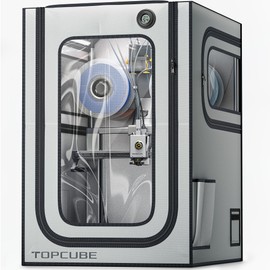TOPCUBE 3D Printer Enclosure for Bambu Lab A1 Combo, Stainless Steel Frame Enclosure with LED Light for AMS Lite Top Mounting, Fireproof Dustproof Noise Reduction Constant Temperature 3D Printer Cover