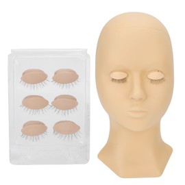 Eyelash Extension Mannequin Head with 3 Pairs of Removable Eyelids, Eyelash Mannequin Head, Eyelash Extension Accessories, for Practice (Skin Colour)