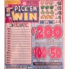 Pick em Win $200 Bingo Pull Tab Game, Seal Card