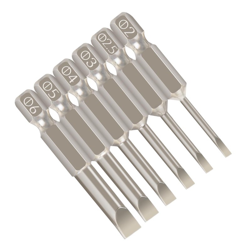 6 Pcs Slotted Screwdriver Bit Set Magnetic Flat Head Bits