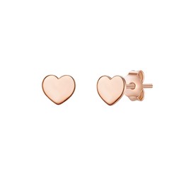 Glanzstücke München Women's Stud Earrings Heart Sterling Silver Rose Gold-Plated Earrings Heart Shape Rose Gold Ear Jewellery Women Teenager Girls, No Gemstone