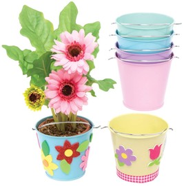 Baker Ross Pack of 5 Pastel Mini Tin Buckets AT579