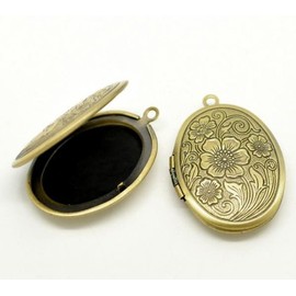 Art Nouveau Style Jean Carry Pattern Copper Patina Beauty Oval Locket Pendant Set of 5
