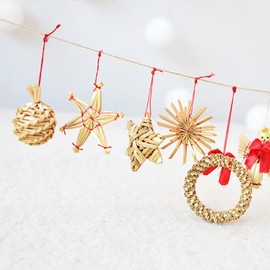 Christmas Tree Ornaments Set of 56 Christmas Ornaments, Straw, Straw, Snowflakes, Garland, Garland, Ornament, Christmas Present, Wooden Box