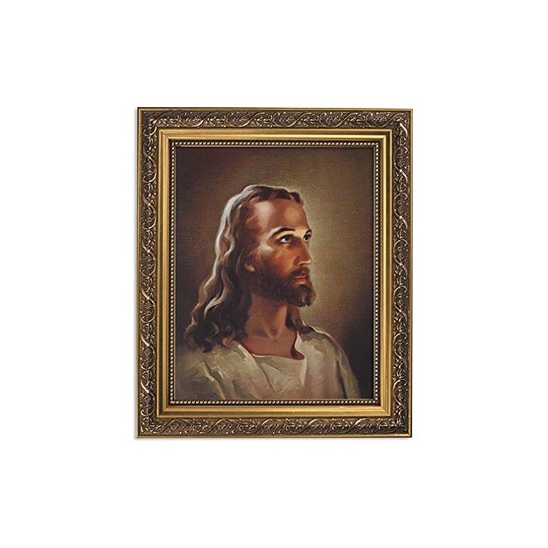 Gerffert Collection Sallman Head of Christ Catholic Framed Portrait Print,
