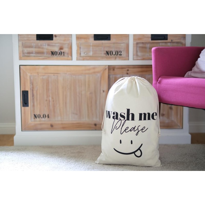 1 Laundry Bag, Laundry Bag, Laundry Hamper, 100% Cotton (Smiley