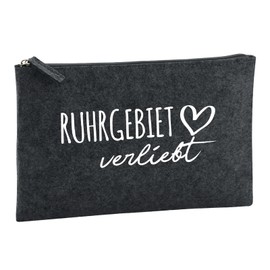 Huuraa Kulturbeutel Ruhrgebiet verliebt Geschenk 1 Liter Charcoal Filz Ruhrgebiet Geschenkidee
