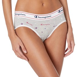 Champion Women's Heritage Hipster Underwear, Stretch Cotton Panties (Retired Colors), Multi Scattered Logos White, X Large