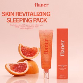 flaner Grapefruit Jam Sleeping Mask – Revitalizing Overnight Face Mask, Vitamin C, Melatonin, Adenosine, Night Deep Hydration Care, Natural Ingredients, Korean Skin Care, 2.02 fl. oz.