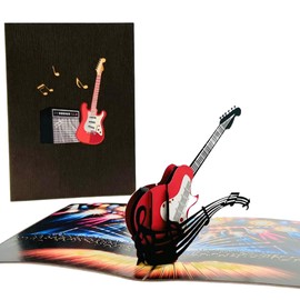 Three Dee Cards - Rockin' Electric Guitar 3D Pop Up Card – The Ultimate Pop-up Greeting for Dad Fathers Day Birthday Husband Anniversary Son Nephew Grandson Brother In Law Uncle Boyfriend Fiancé
