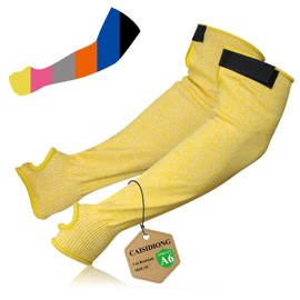 CAISIDIONG Cut Resistant Arm Sleeves ANSI Level A6, Kitchen Arm Thumb Hole Protectors for Thin Skin & Bruising, for men & women- Industrial Arm Guards for Welding, Glass Handling, Pet Grooming(yellow)