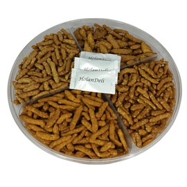 Mixed 4 Flavors Sesame Sticks Gift Tray (Sesame Sticks, Honey Roasted Sesame Sticks, Garlick Sesame Sticks, Cajun Sticks). Healthy Snacks. Includes Exclusive HolanDeli Mints.