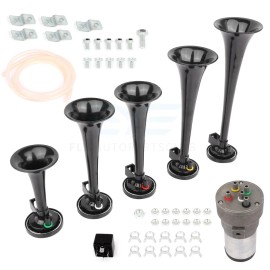 5 Trumpets Dixie Musical Car Air Horn Kit of Hazzard General Lee For Dukes Black