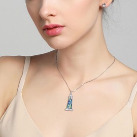 TALYKONG Lighthouse Necklace Gifts for Women Abalone Shell Pendant Nautical Ocean Jewelry Gift for Women Men