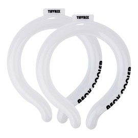 2 Pack Neck Cooling Tubes with Insulated Bag, Reusable Ice Ring, Freezes Below 64℉- Cooling Relief for Hot Weather, Outdoor Sports, Workers. Wearable Cooling Neck Wrap. (2 White-L)