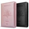 2 Pack Passport Holder Travel Cover Case, T Tersely Leather