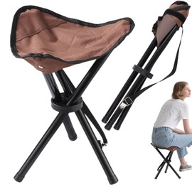 Travel Folding Camping Stool, 14.6 inches Lightweight Outdoor Tripod Chair and Maximum weight 260 lbs Portable Party Chair Fishing Chairs Seat for Camp Hiking Beach Garden and Painting (Brown)