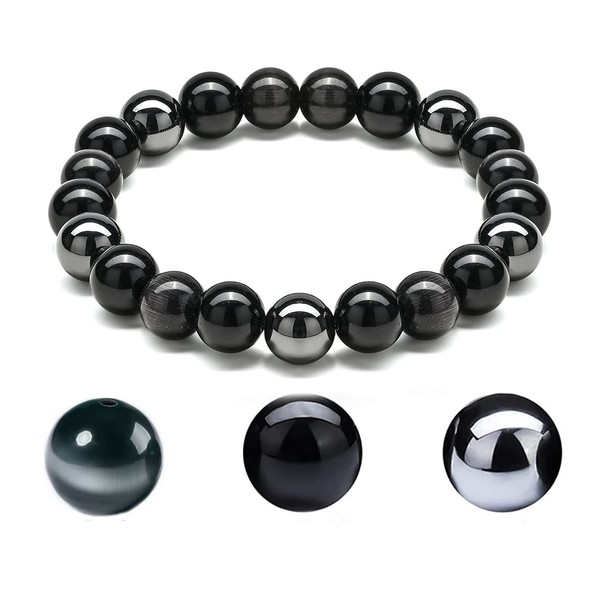 Cat'S Eye Bracelets，CLASS A QUALITY，Cat'S Eye And Obsidian Magnet Bracelets,