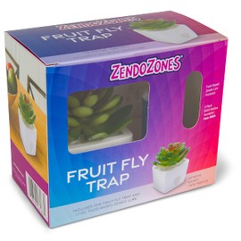 ZendoZones Fruit Fly Trap with Zendo Lure, Mellow Molly with Plastic White Base, Refillable and Reusable